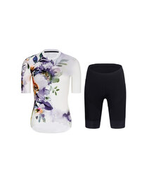 RIVANELLE Tricoul și pantaloni scurți de ciclism - FLOWERY LADY - negru/alb/multicolor